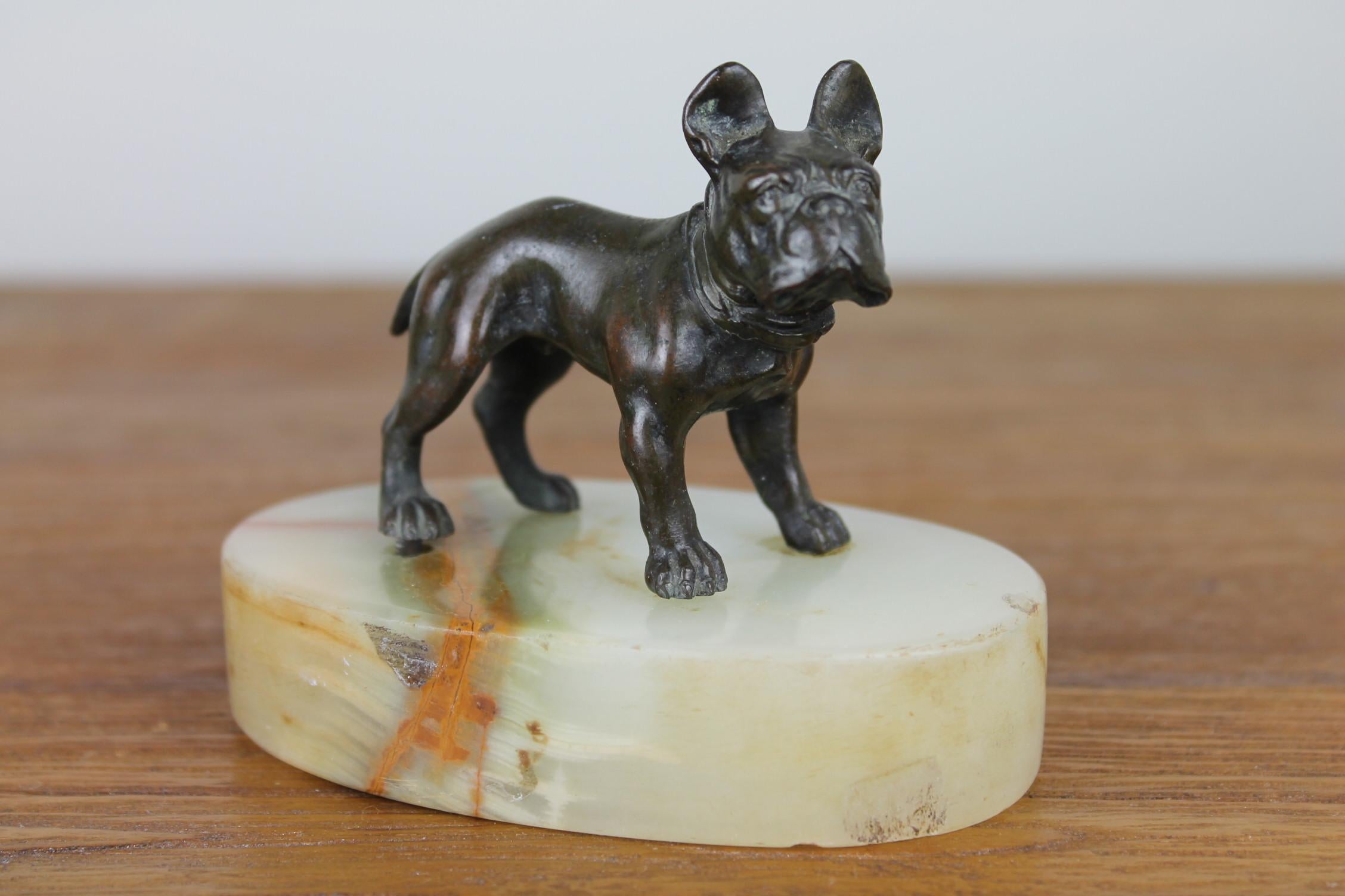 Art Deco Bulldog Dog Paperweight, Presse Papier on Marble Base 7