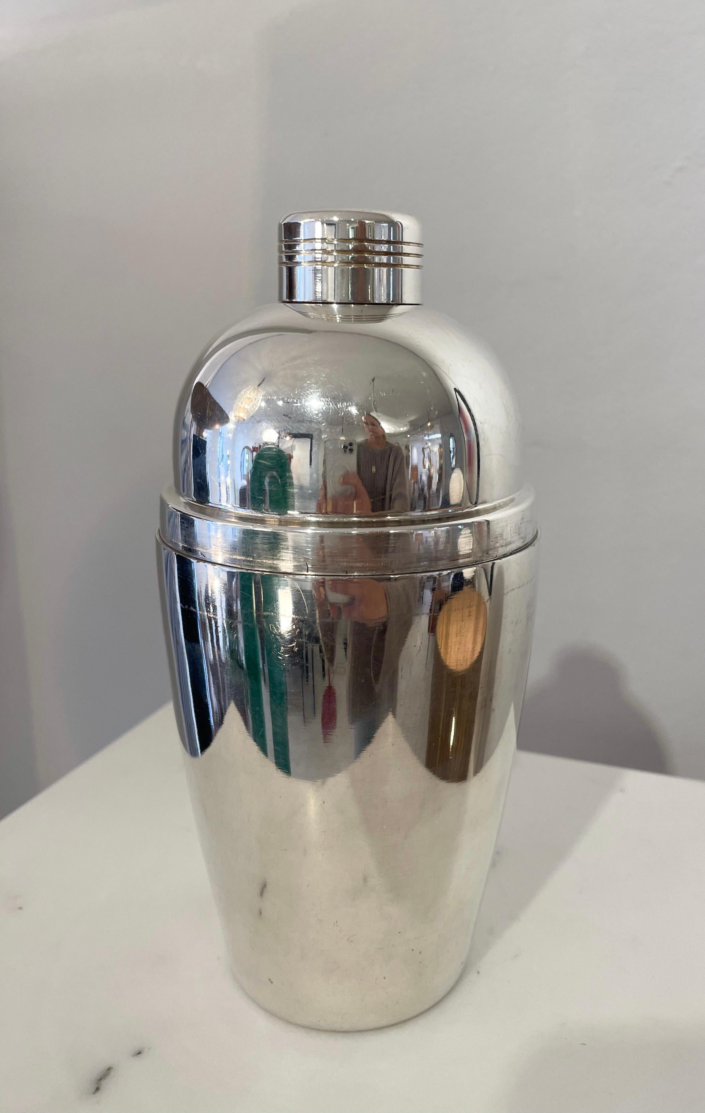 Art Deco Bullet Cocktail Shaker, Silvered Metal, 1930s 1