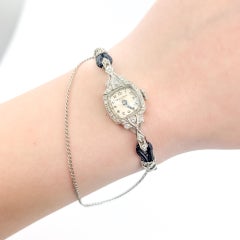 Art Deco Bulova Diamond Ladies Watch in 14k White Gold