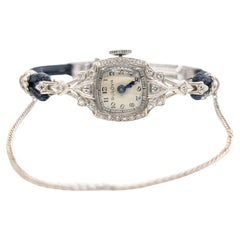 Art Deco Bulova Diamond Ladies Watch in 14k White Gold