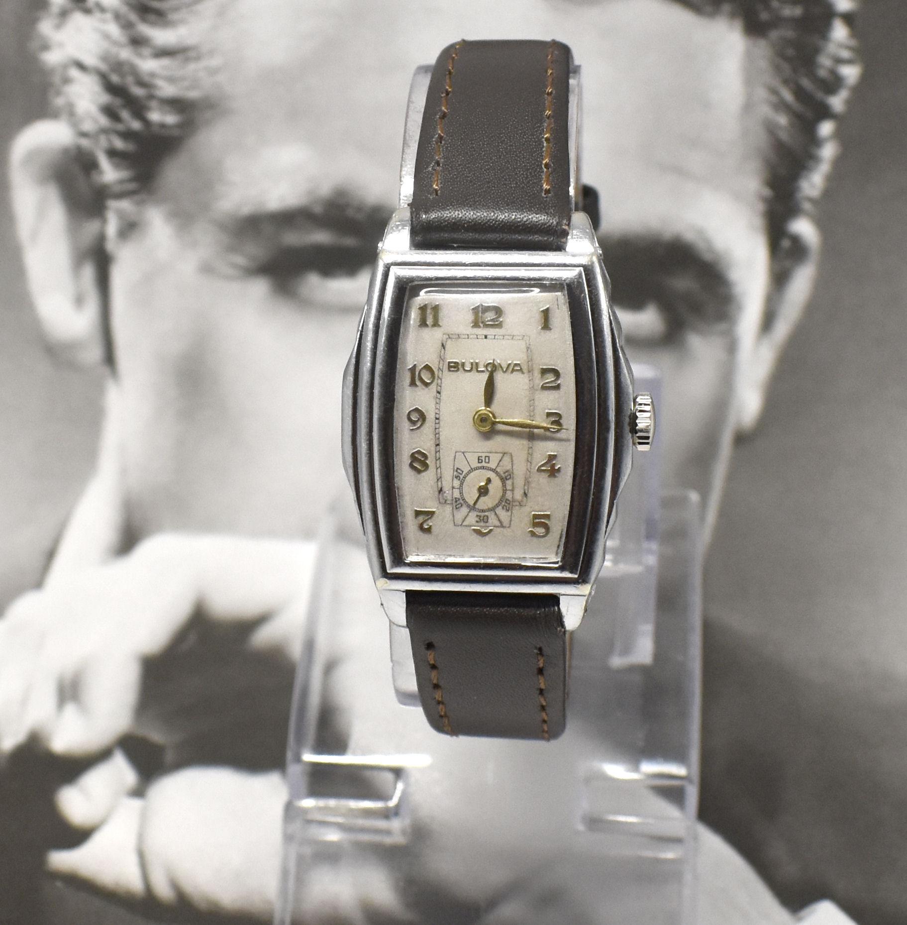 Men's Art Deco Bulova Gents White Gold Fill Watch, Serviced, circa 1935 For Sale