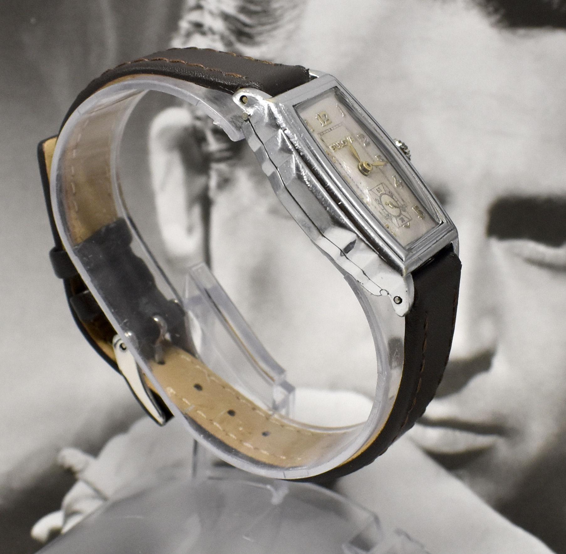Art Deco Bulova Gents White Gold Fill Watch, Serviced, circa 1935 en vente 1