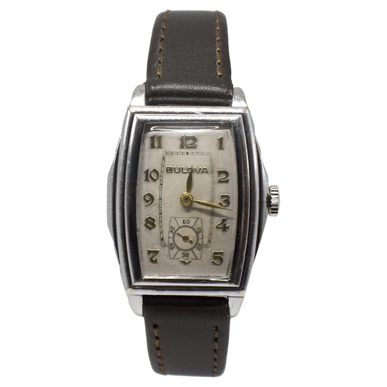 Orologio Bulova da uomo in oro bianco, revisionato, circa 1935 in