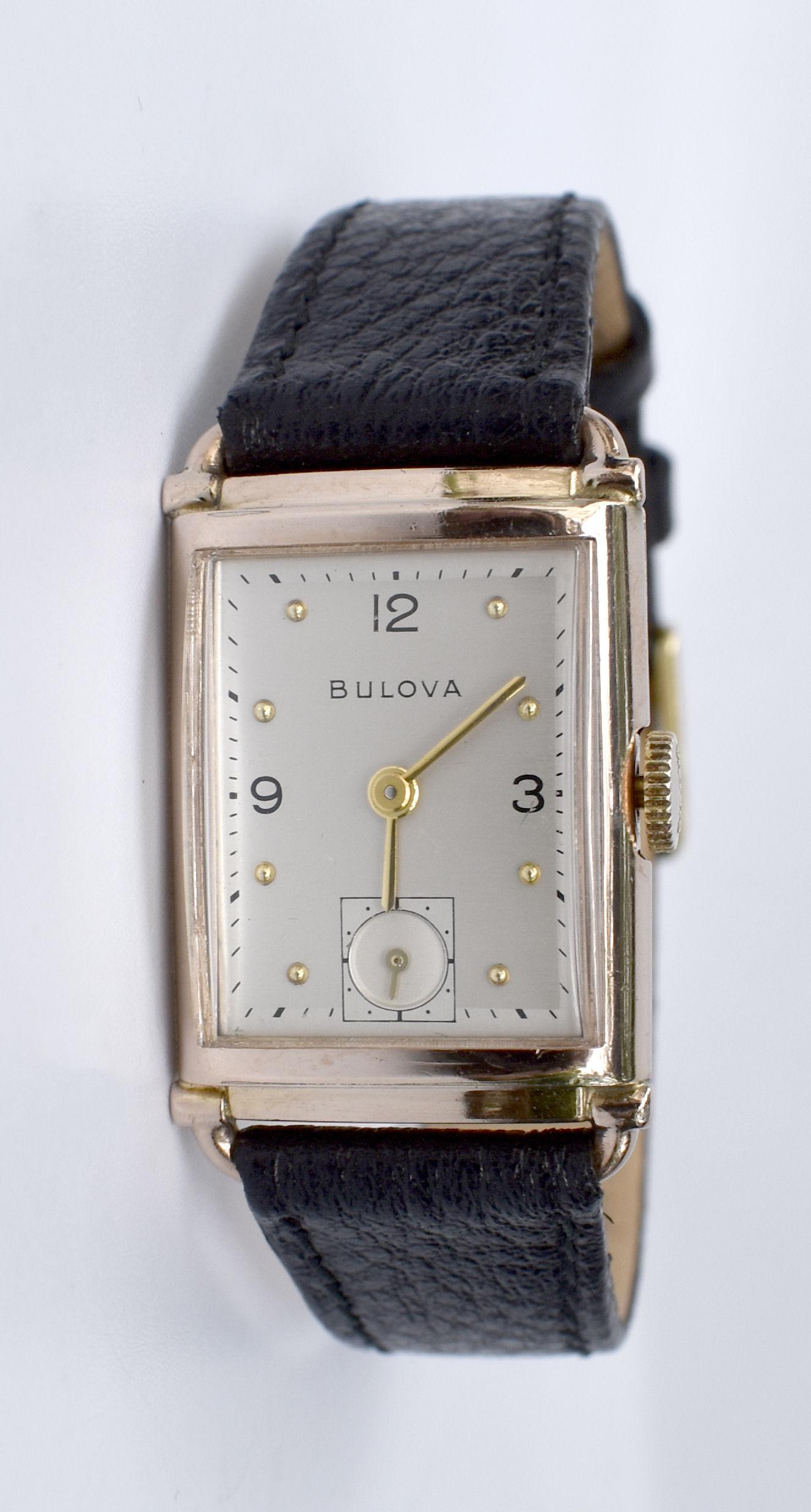 Art Deco Bulova Gents Wristwatch, 14k Rose Gold Filled, c1946, Fully Serviced 2