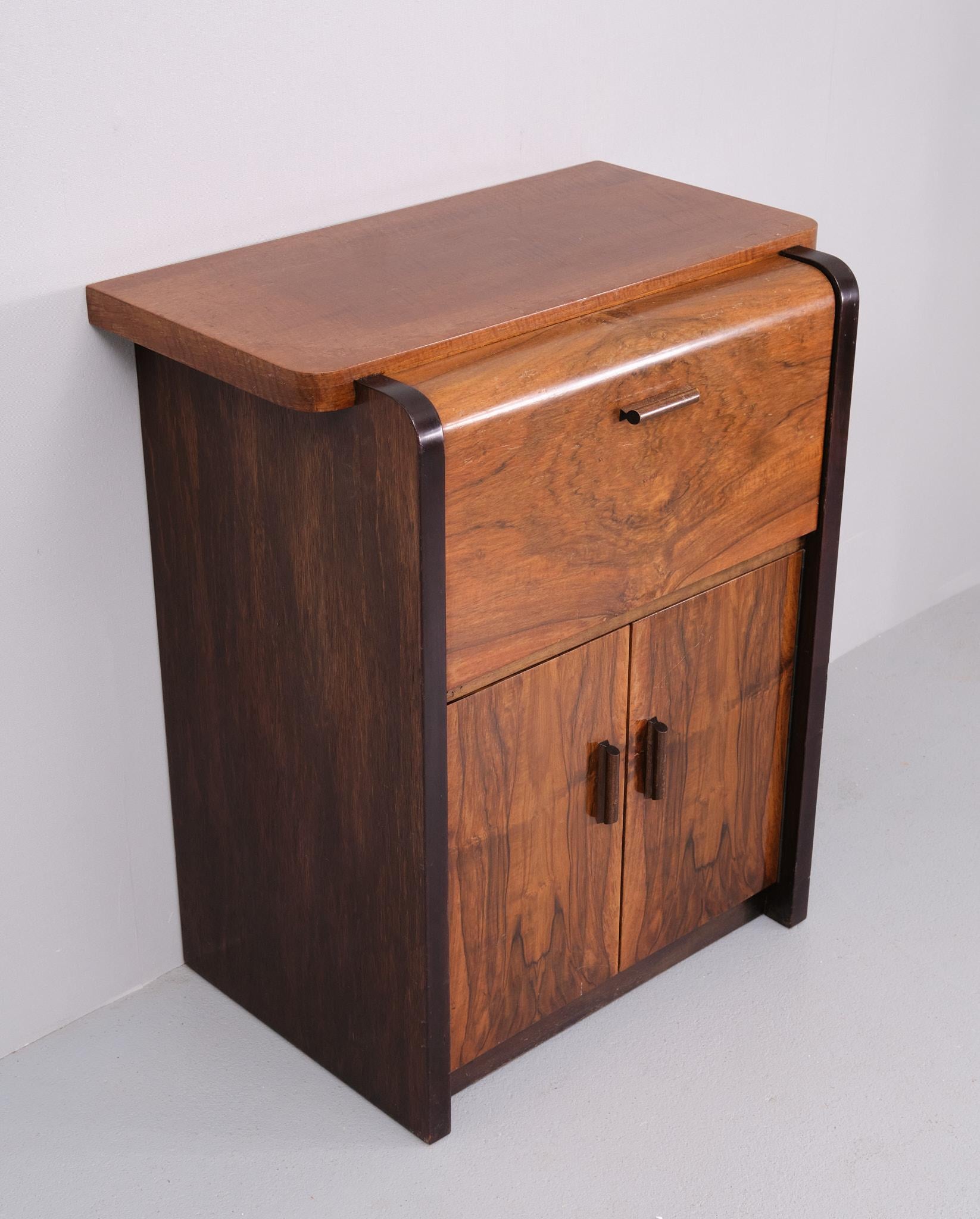 Early 20th Century Art Deco Burl Cabinet 1920s Holland  For Sale