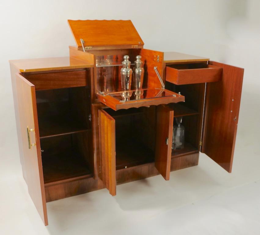 Art Deco Burl Cabinet Dry Bar with Mirrored Interior 6