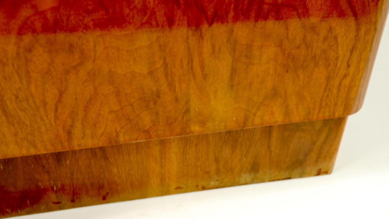 20th Century Art Deco Burl Cabinet Dry Bar with Mirrored Interior