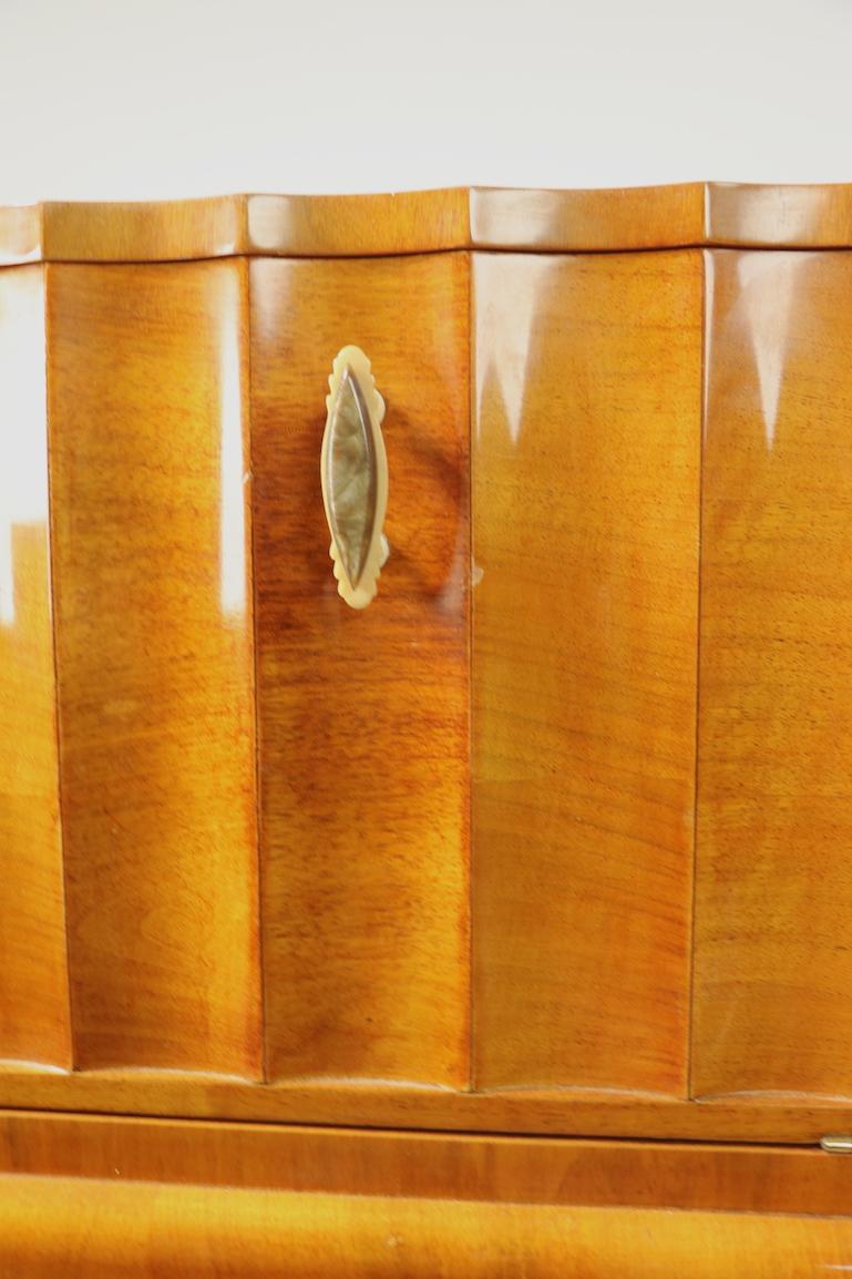 Art Deco Burl Cabinet Dry Bar with Mirrored Interior 1