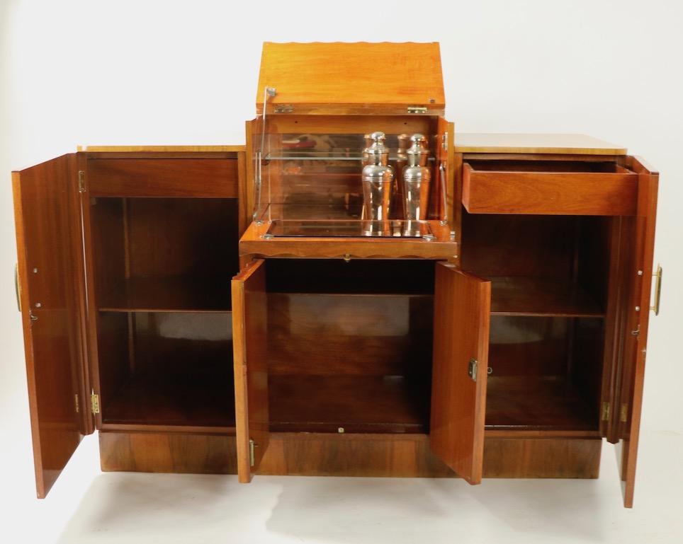 Art Deco Burl Cabinet Dry Bar with Mirrored Interior 2