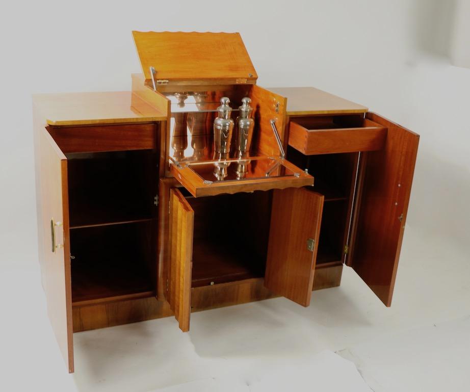 Art Deco Burl Cabinet Dry Bar with Mirrored Interior 3