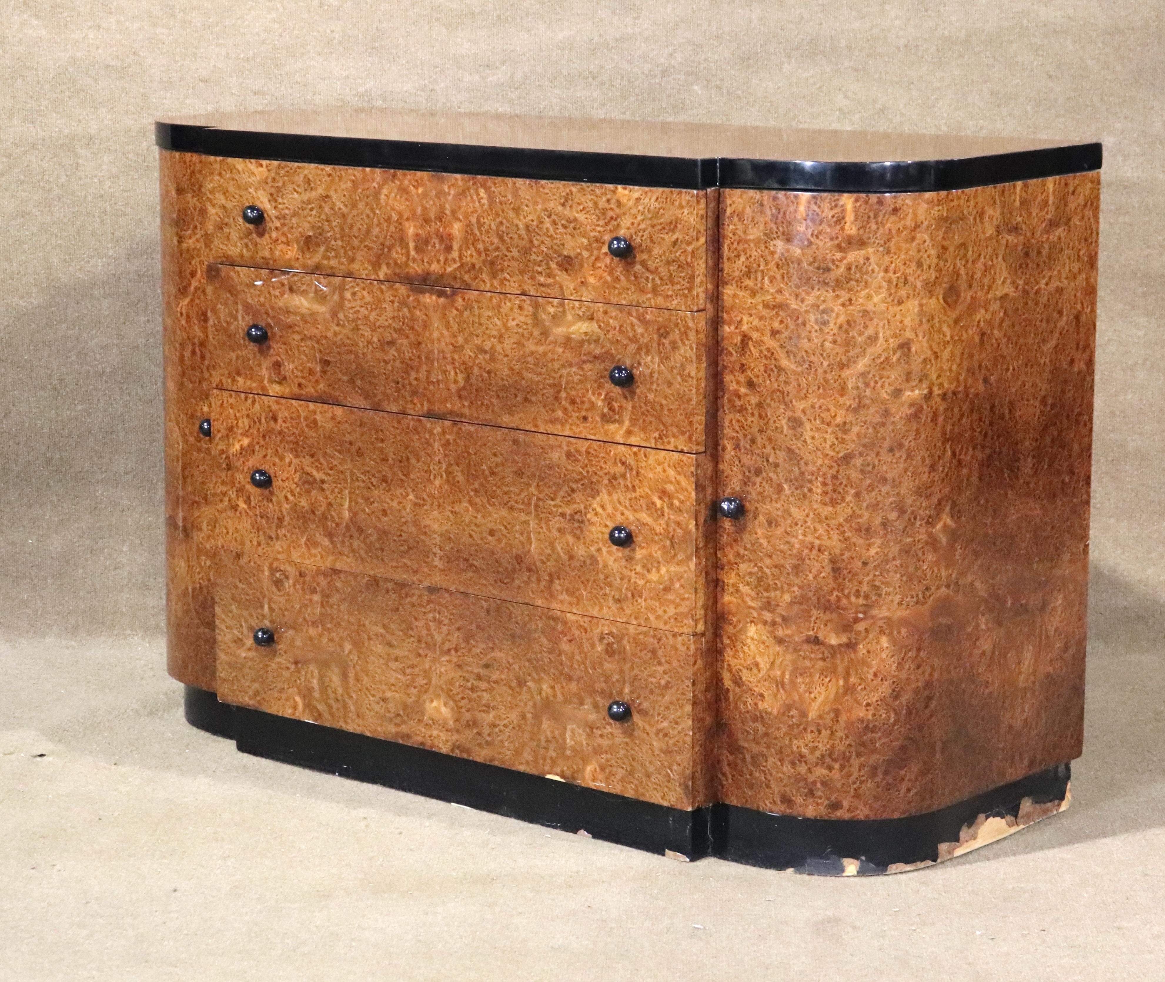 Art Deco Burl Dresser In Good Condition For Sale In Brooklyn, NY