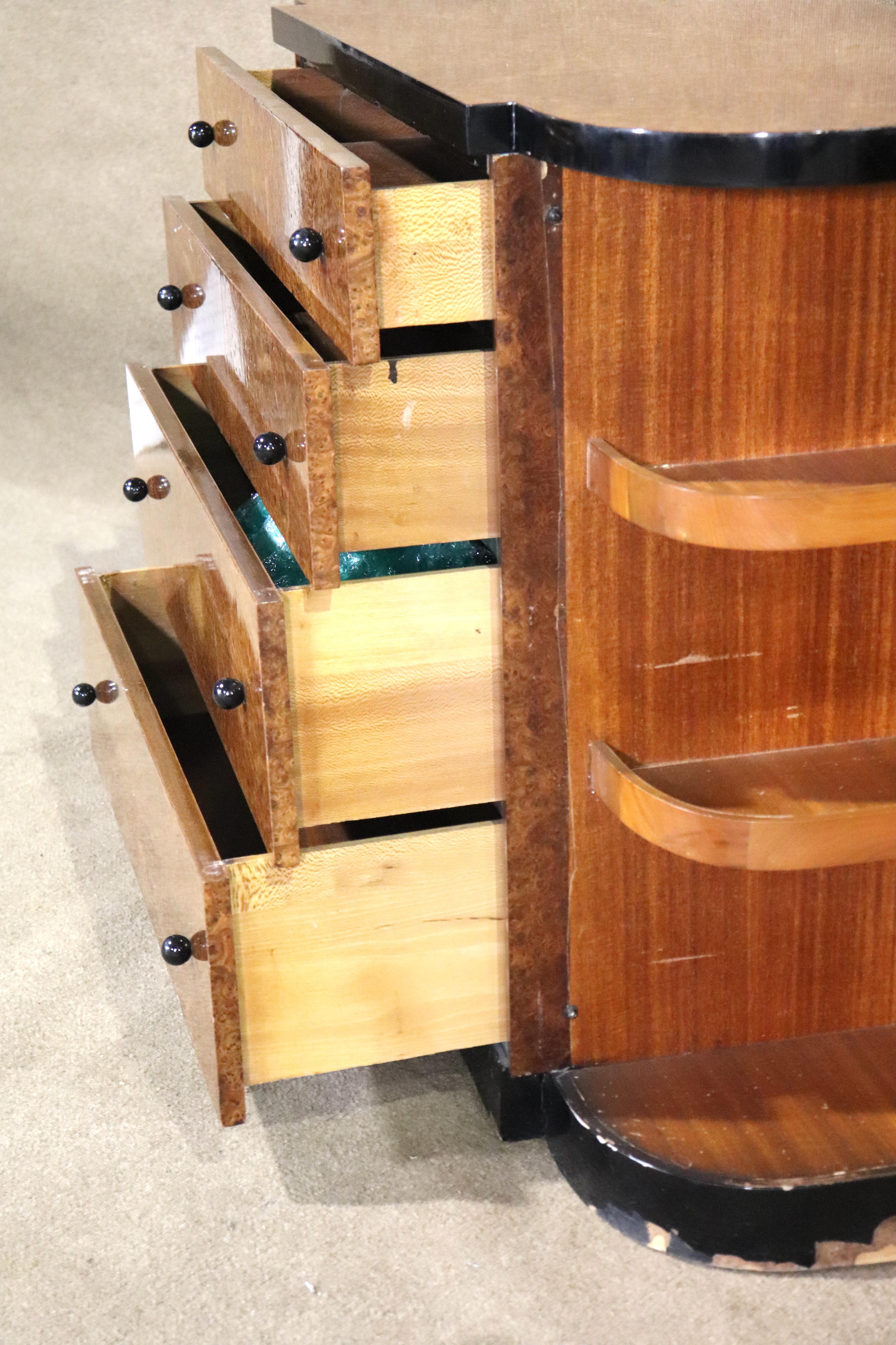 Early 20th Century Art Deco Burl Dresser For Sale