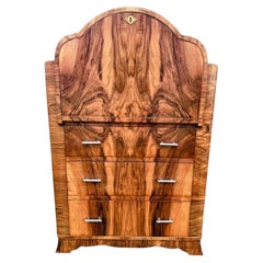 Art Deco Burl Walnut Cloud Shaped Writing Desk Bureau, England , circa 1930
