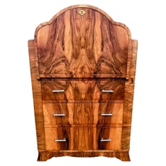 Scrivania a forma di nuvola in radica di noce Art Deco, inglese, circa 1930