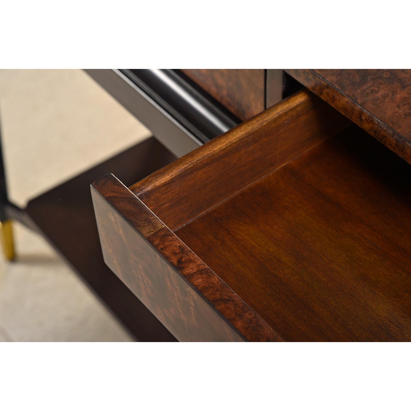 Laiton Table basse Art Déco en ronce de noyer en vente