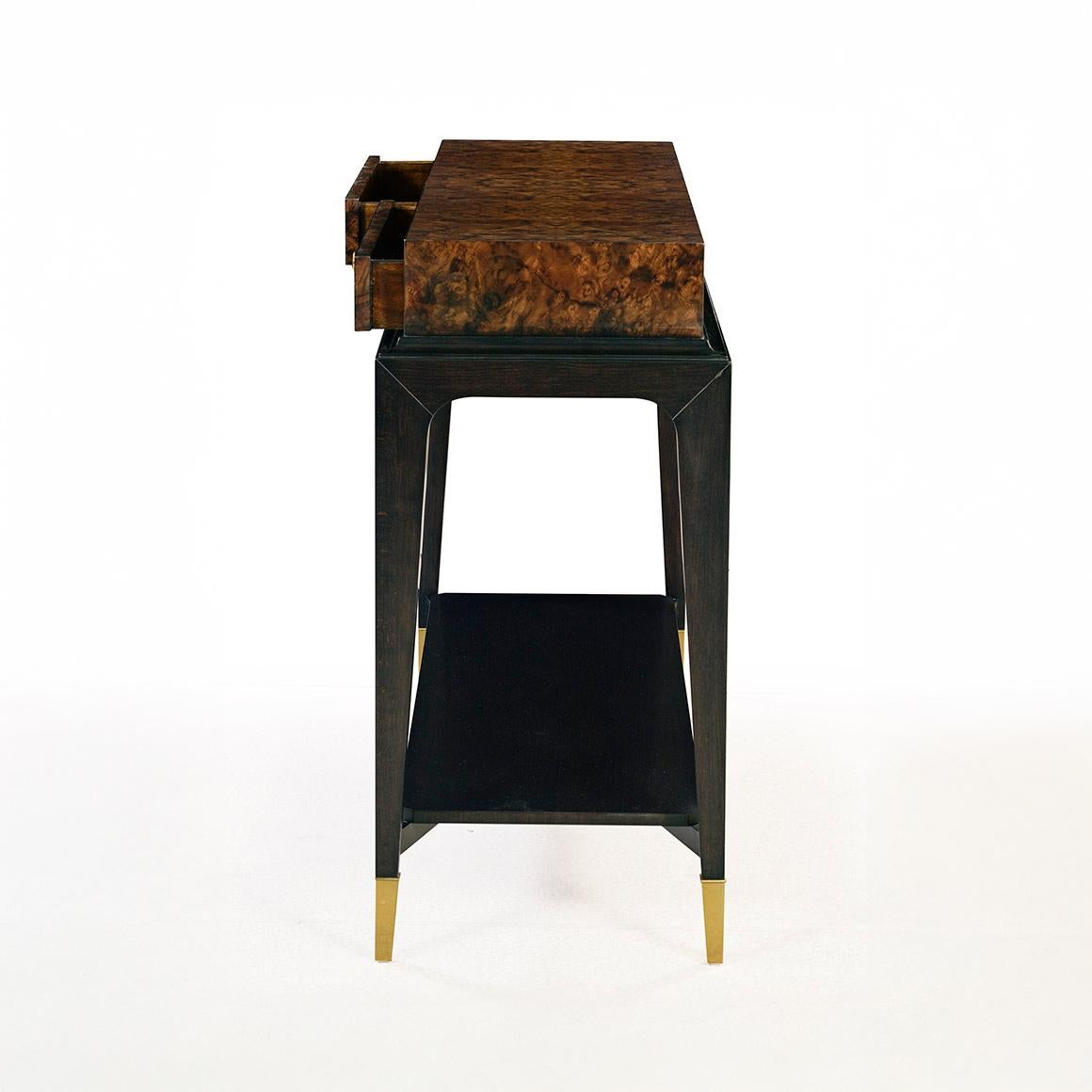 Vietnamese Art Deco Burl Walnut Console For Sale