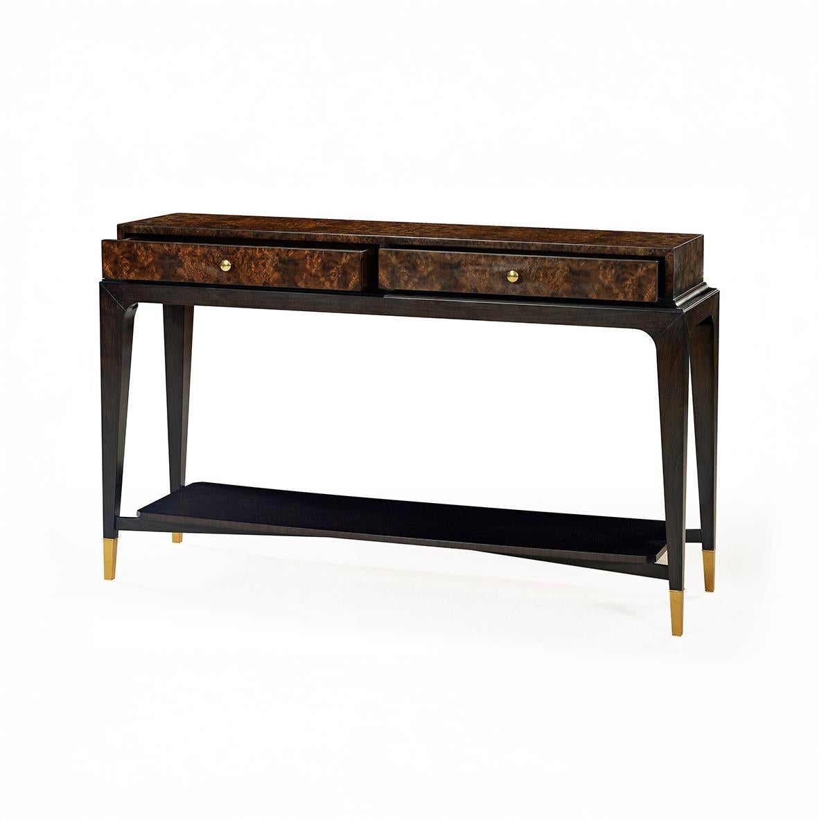 Art Deco Burl Walnut Console In New Condition For Sale In Westwood, NJ