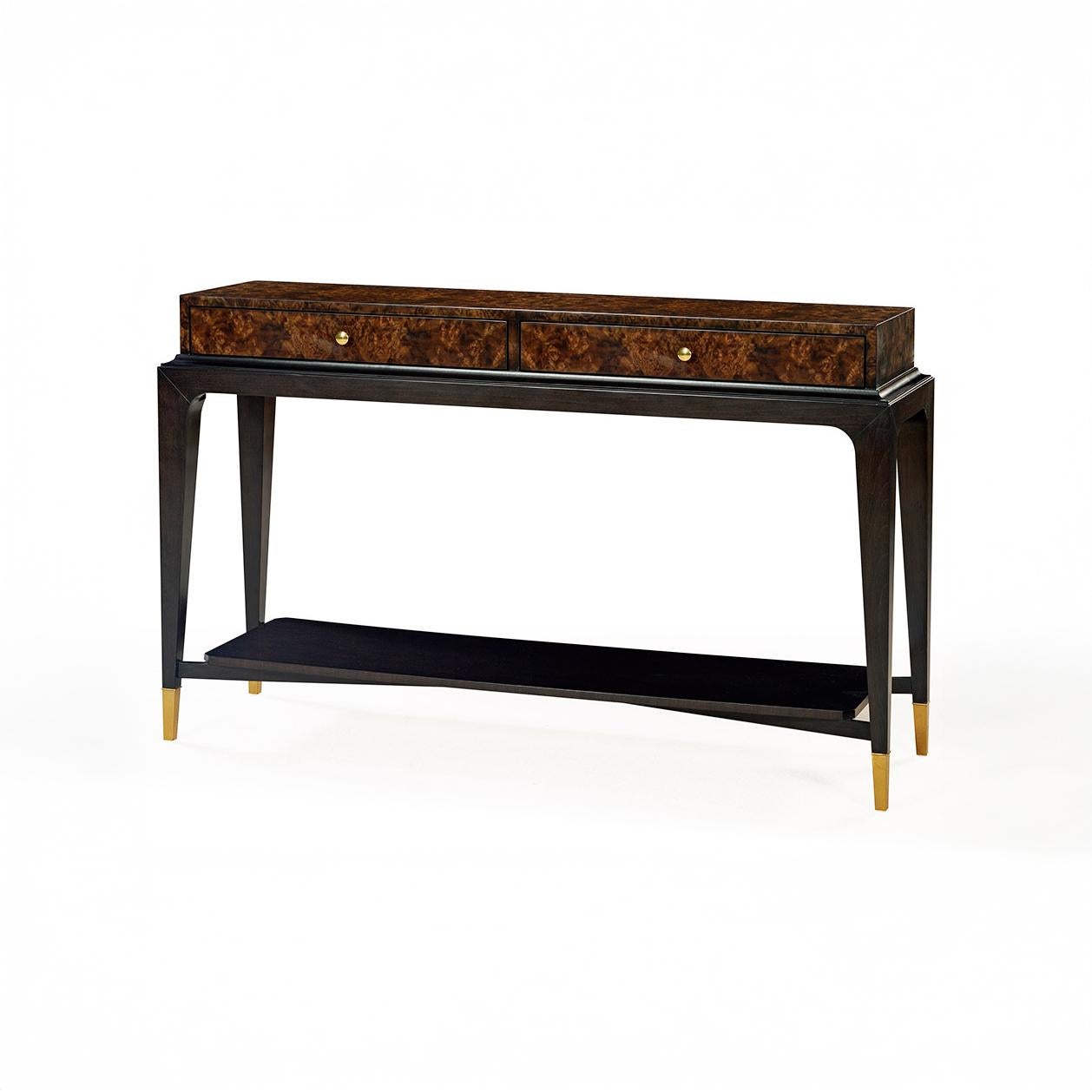 Art Deco Burl Walnut Console For Sale 3