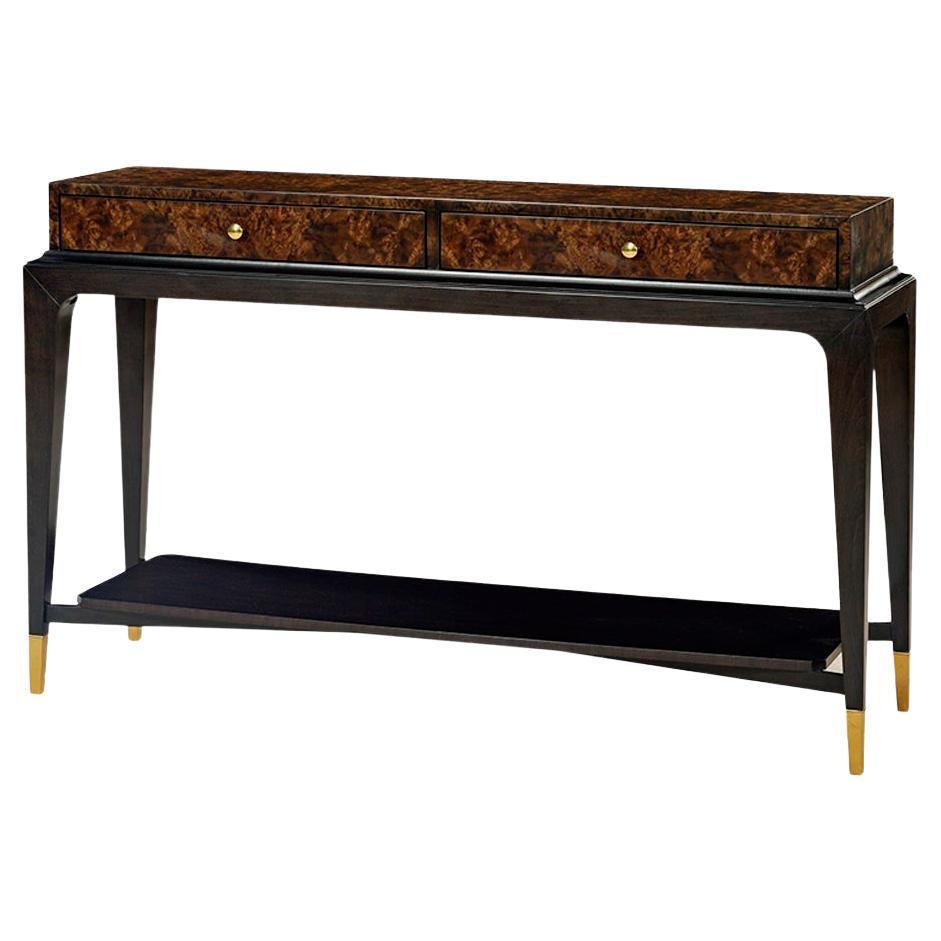 Consola Art Decó de nogal burl