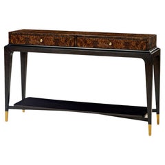 Consola Art Decó de nogal burl
