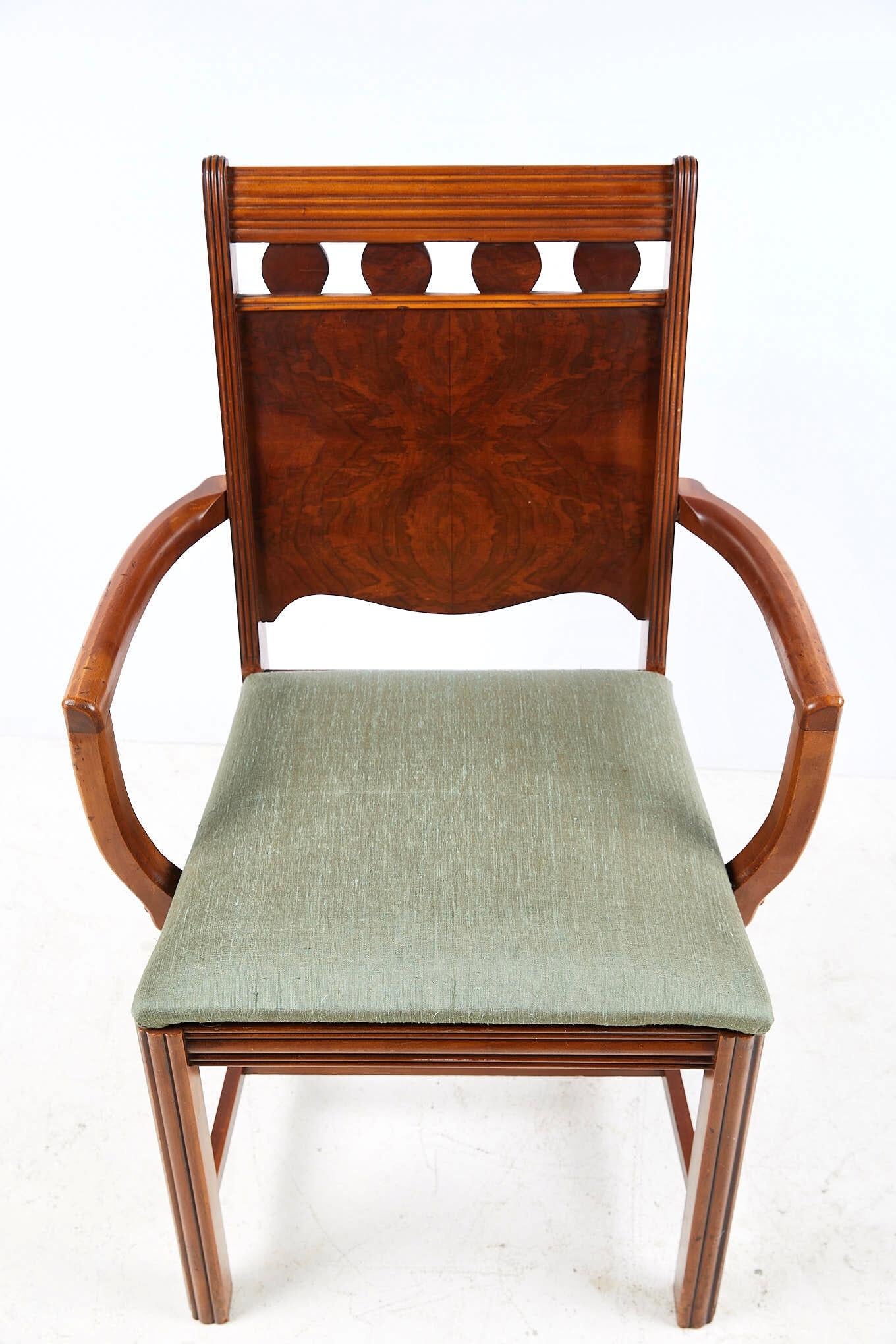Art Deco Burl Walnut Side Chair 5
