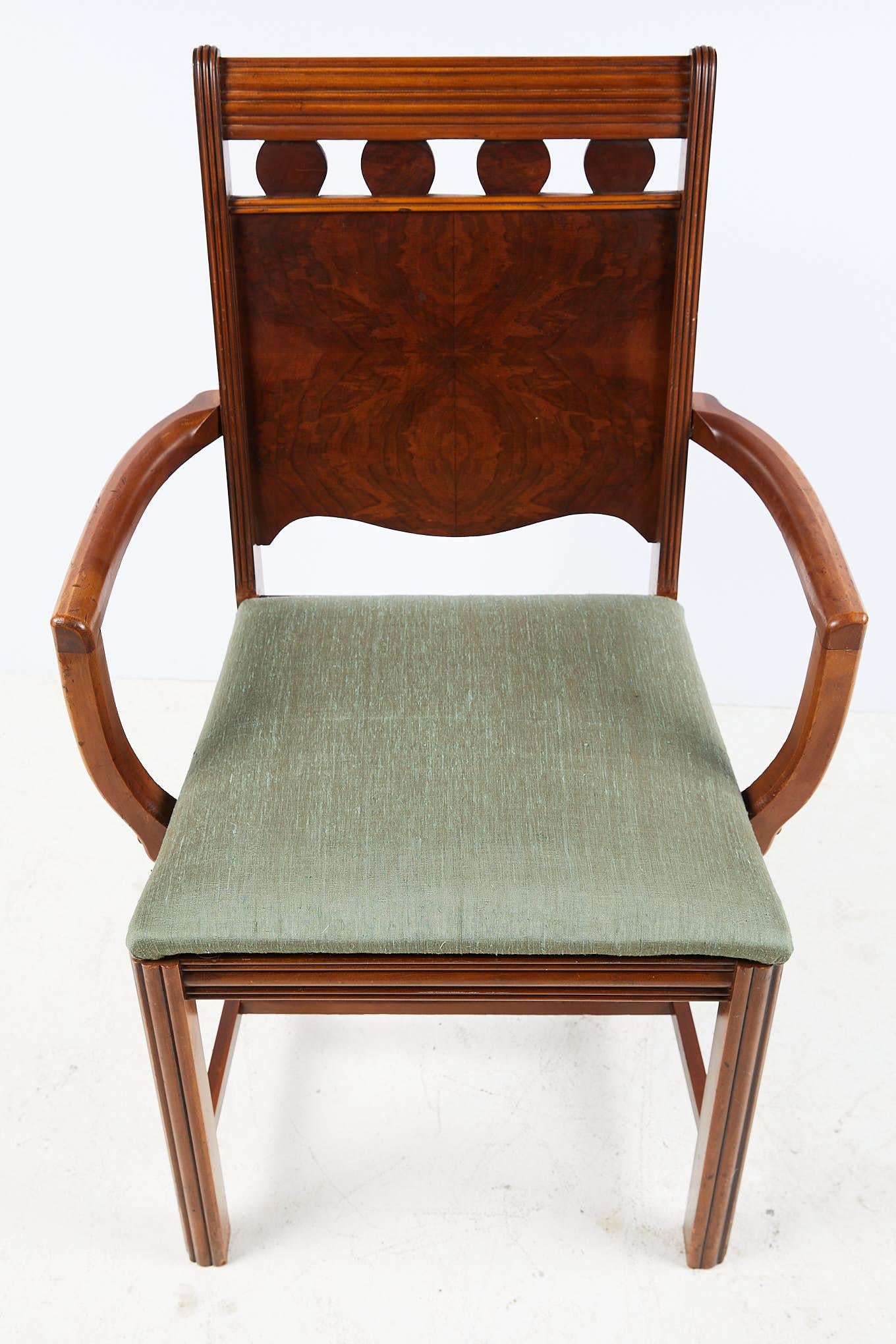 Art Deco Burl Walnut Side Chair 6