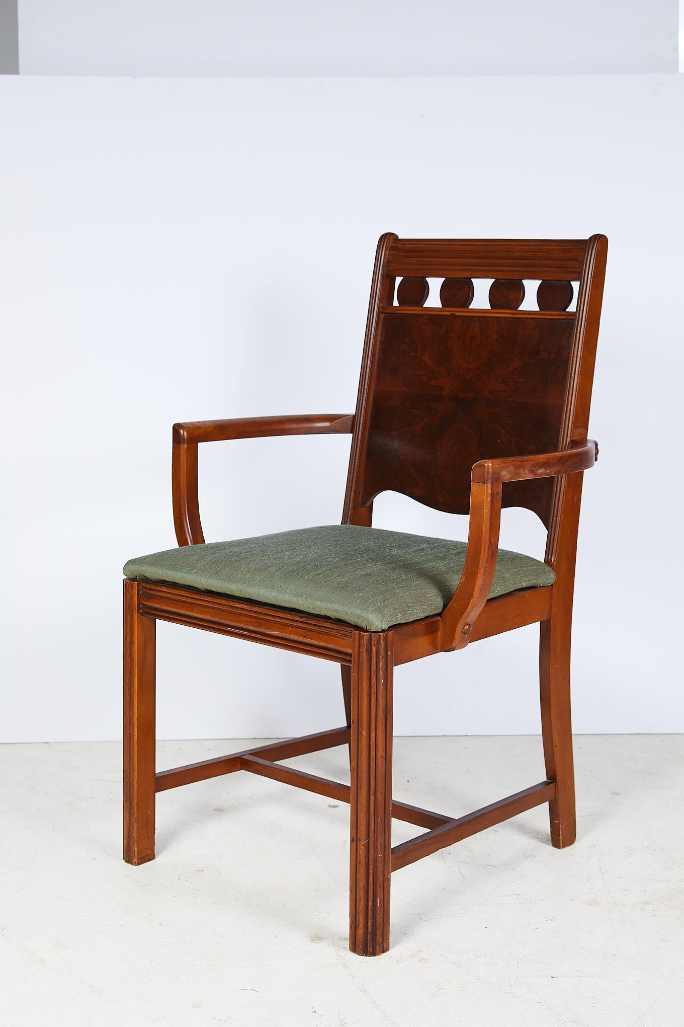 Art Deco Burl Walnut Side Chair 2