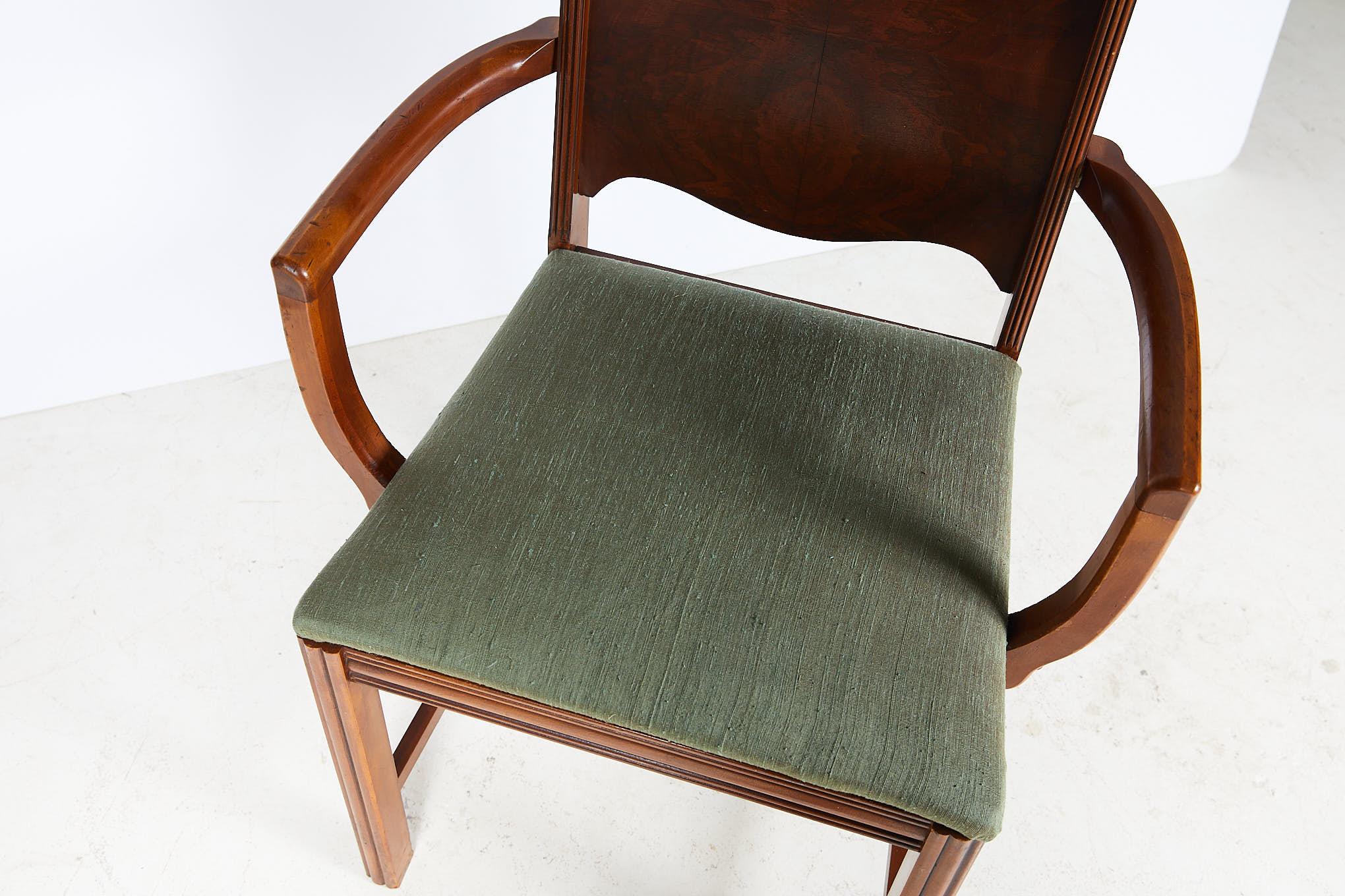 Art Deco Burl Walnut Side Chair 3