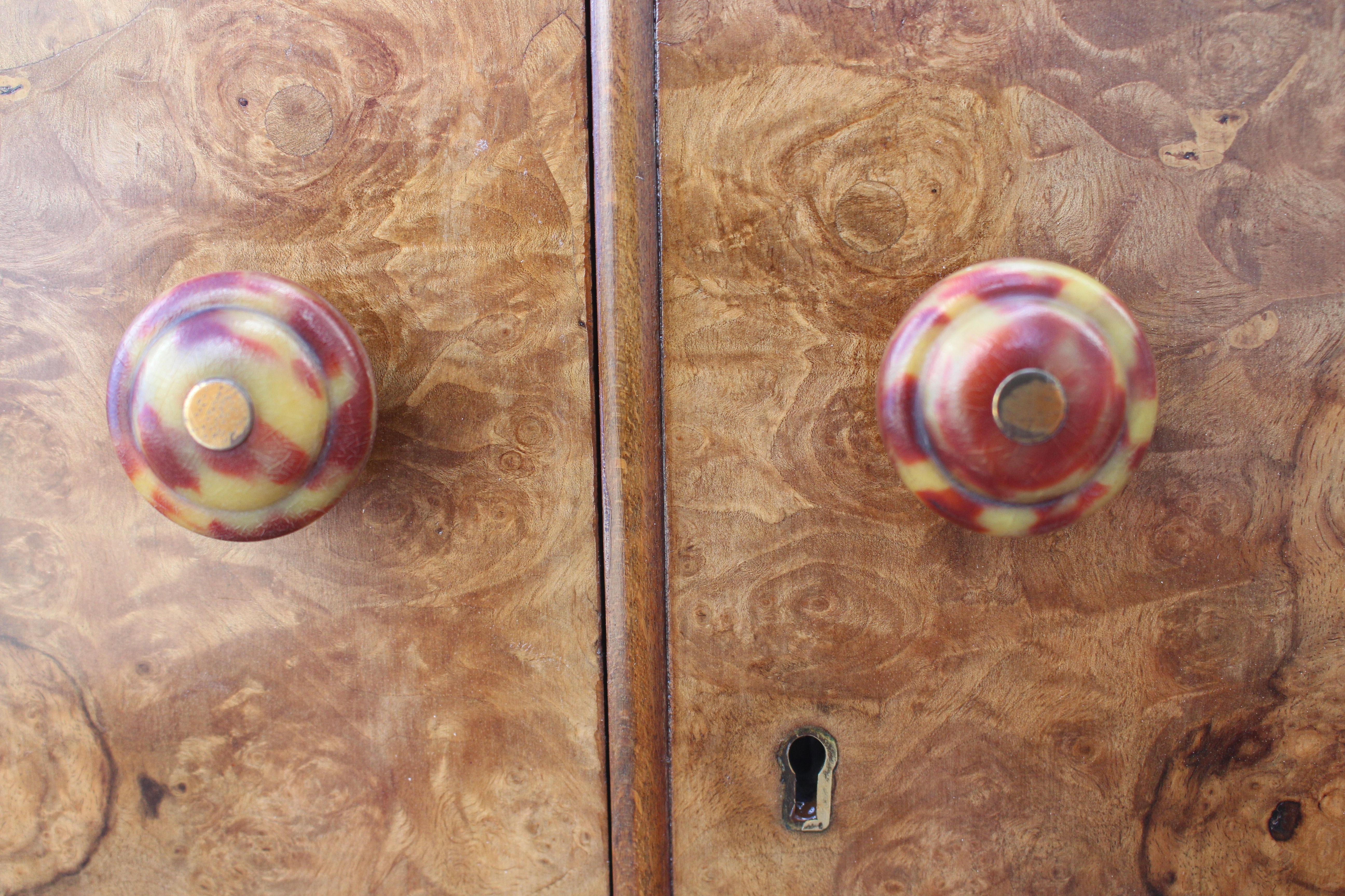 20th Century Art Deco Burl Walnut Single Wardrobe, circa 1930, English