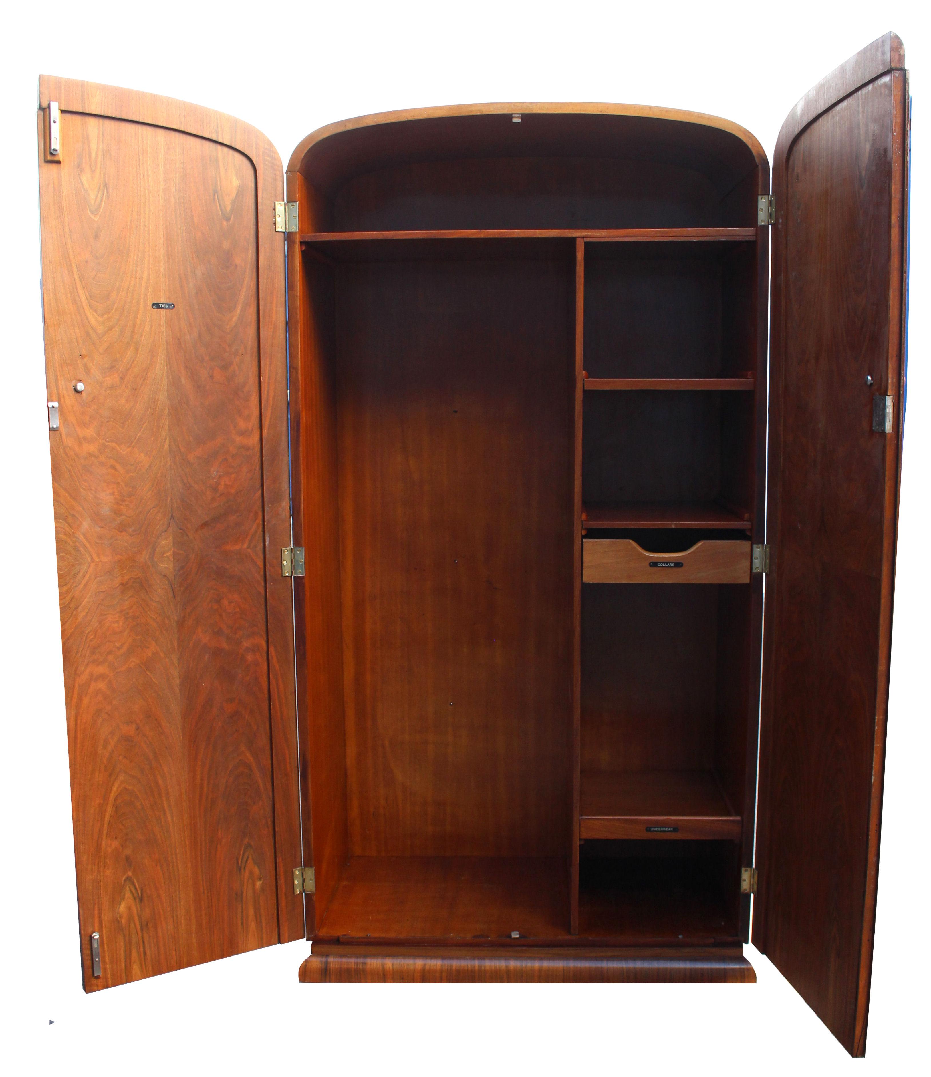 Art Deco Burl Walnut Single Wardrobe, circa 1930, English 2