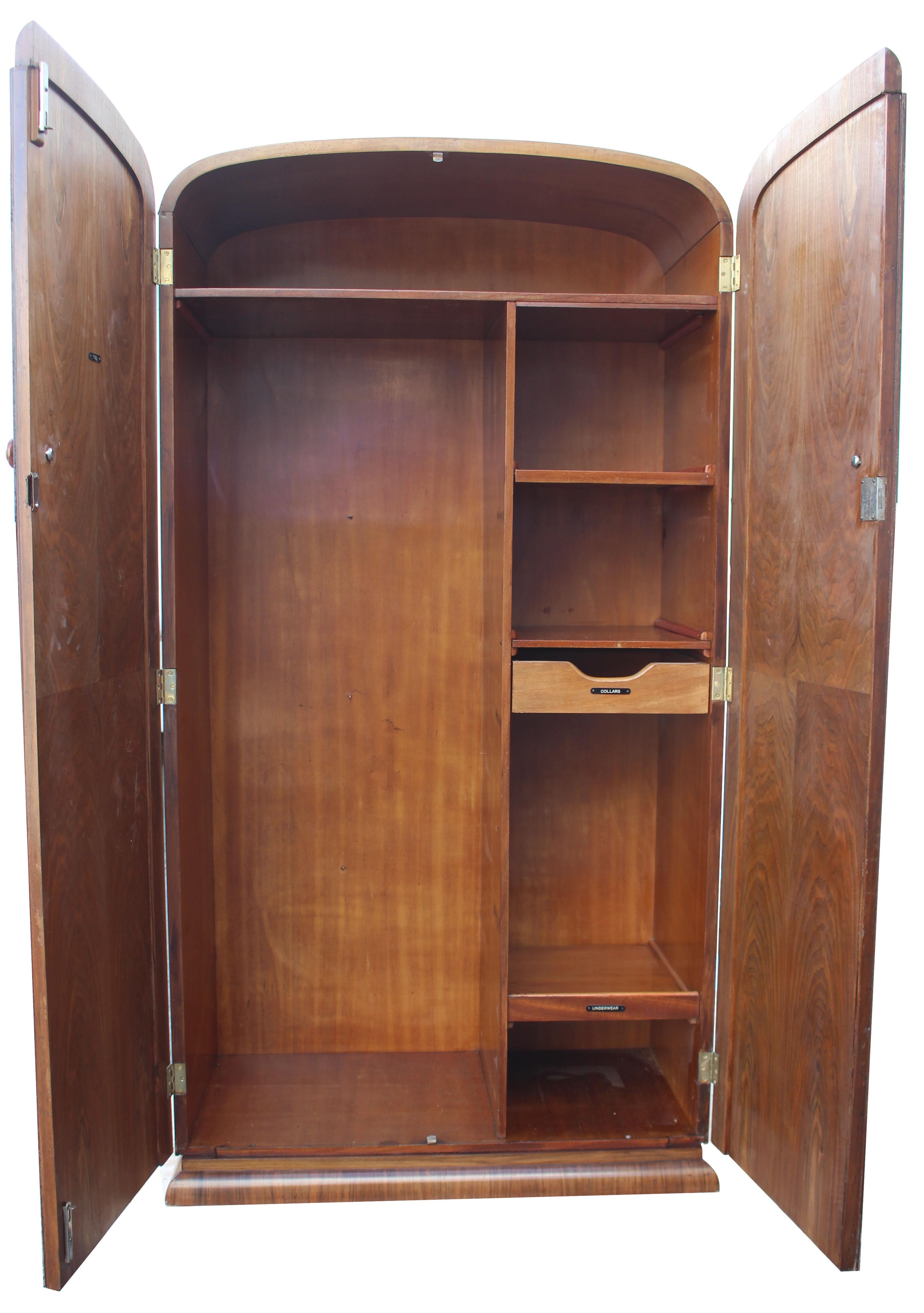 Art Deco Burl Walnut Single Wardrobe, circa 1930, English 4