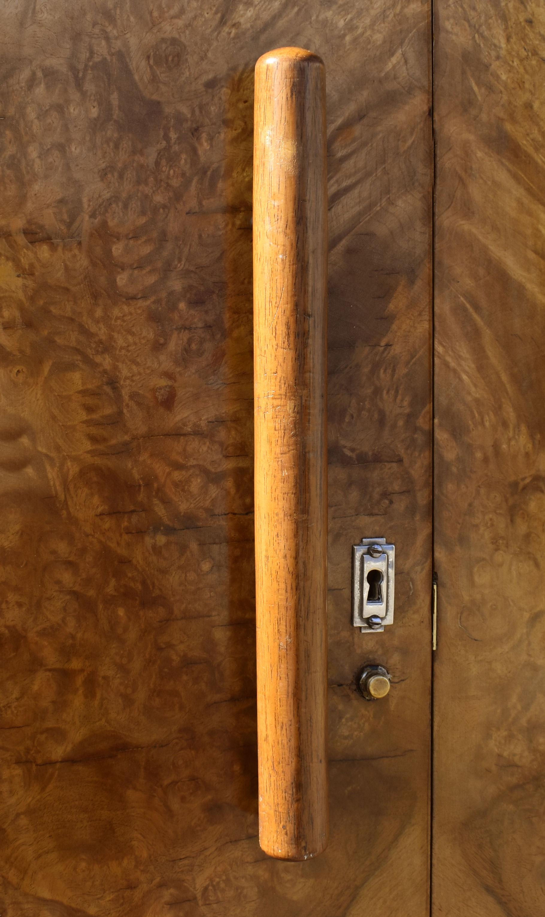 Art Deco Burl Walnut Two Tier Double Wardrobe, c1930 In Good Condition In Devon, England