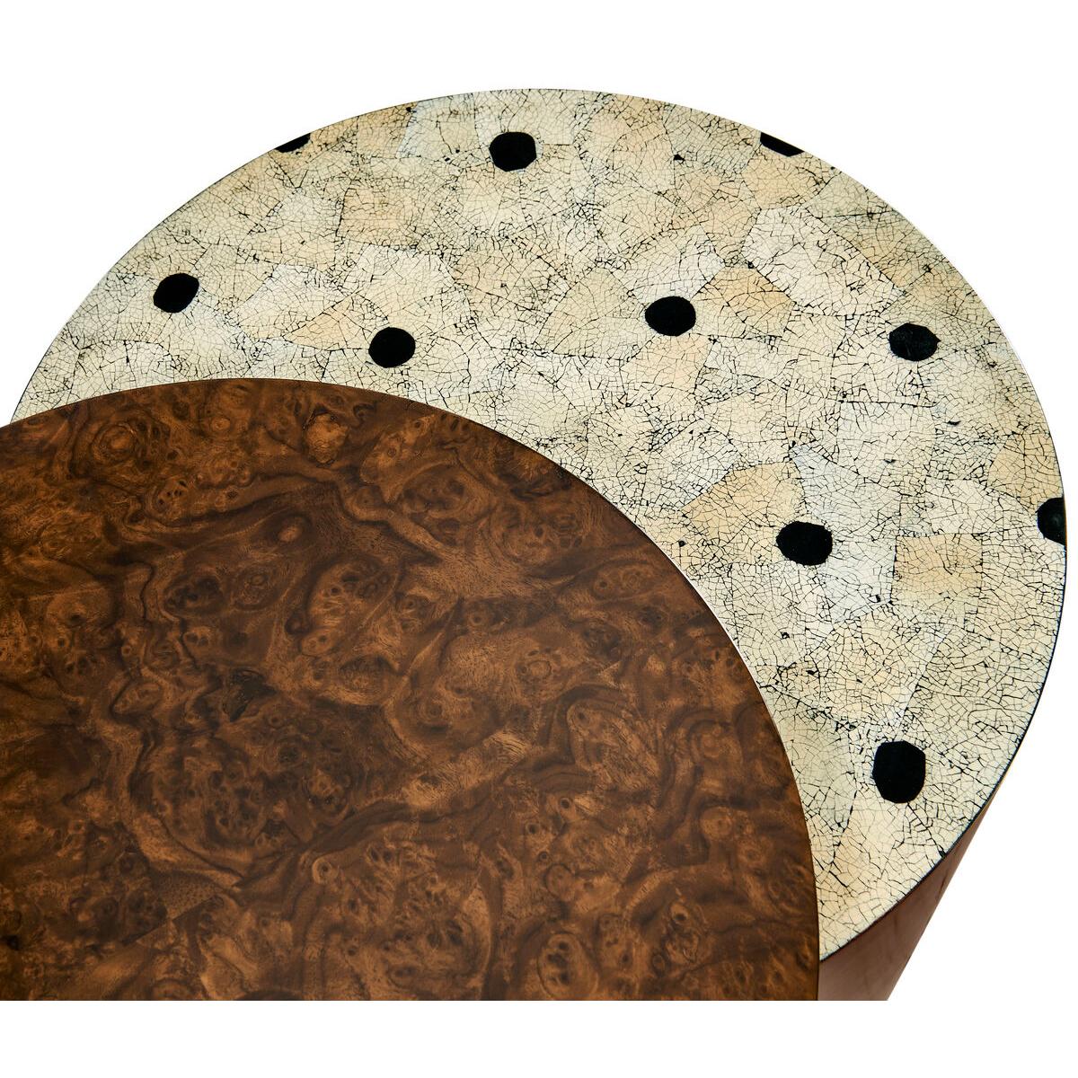 Contemporary Art Deco Burl Wood Accent Table For Sale