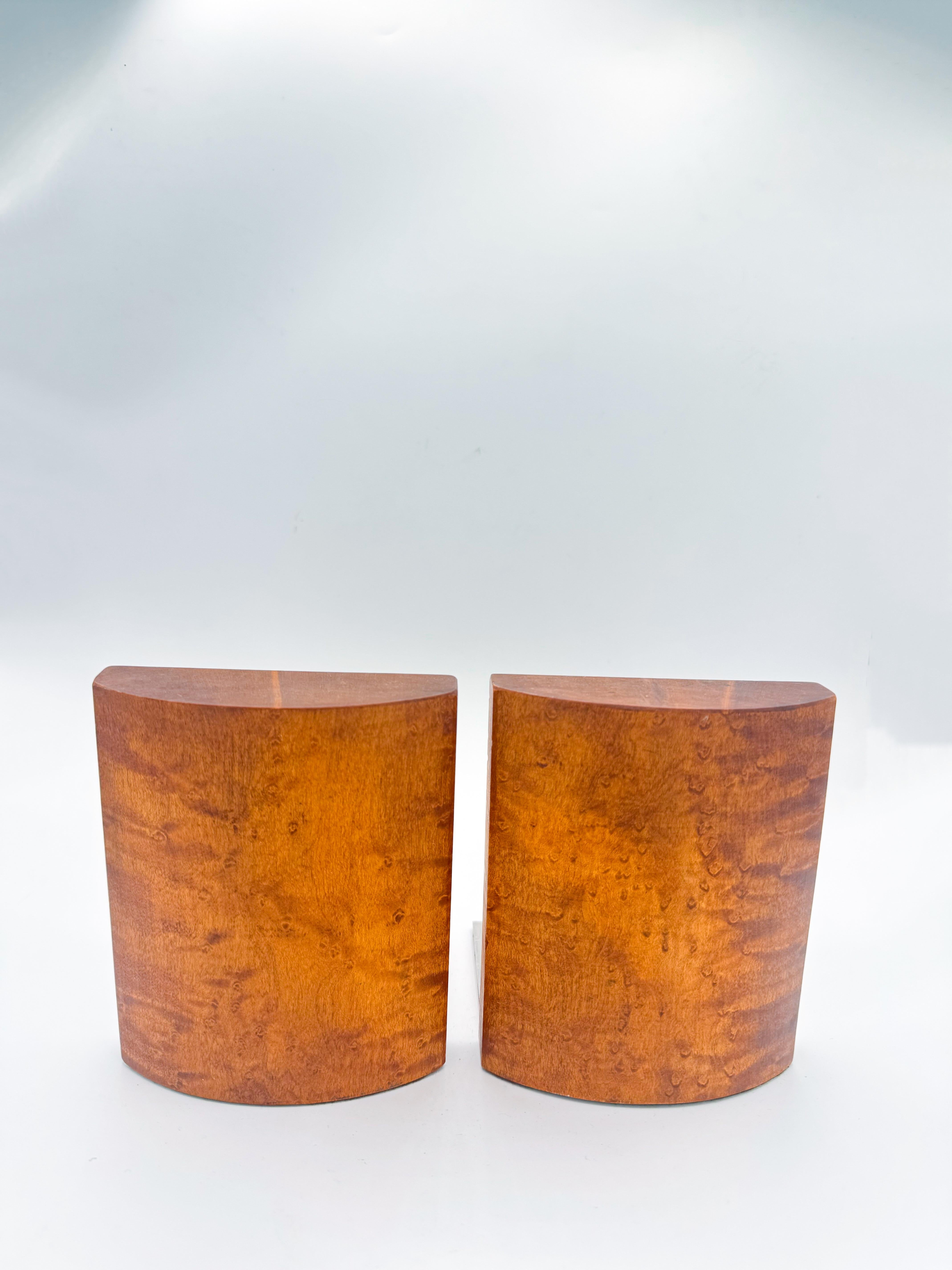 Art Deco Burl Wood Bookends Pair, Mid-Century Modern In Good Condition For Sale In Toronto, CA