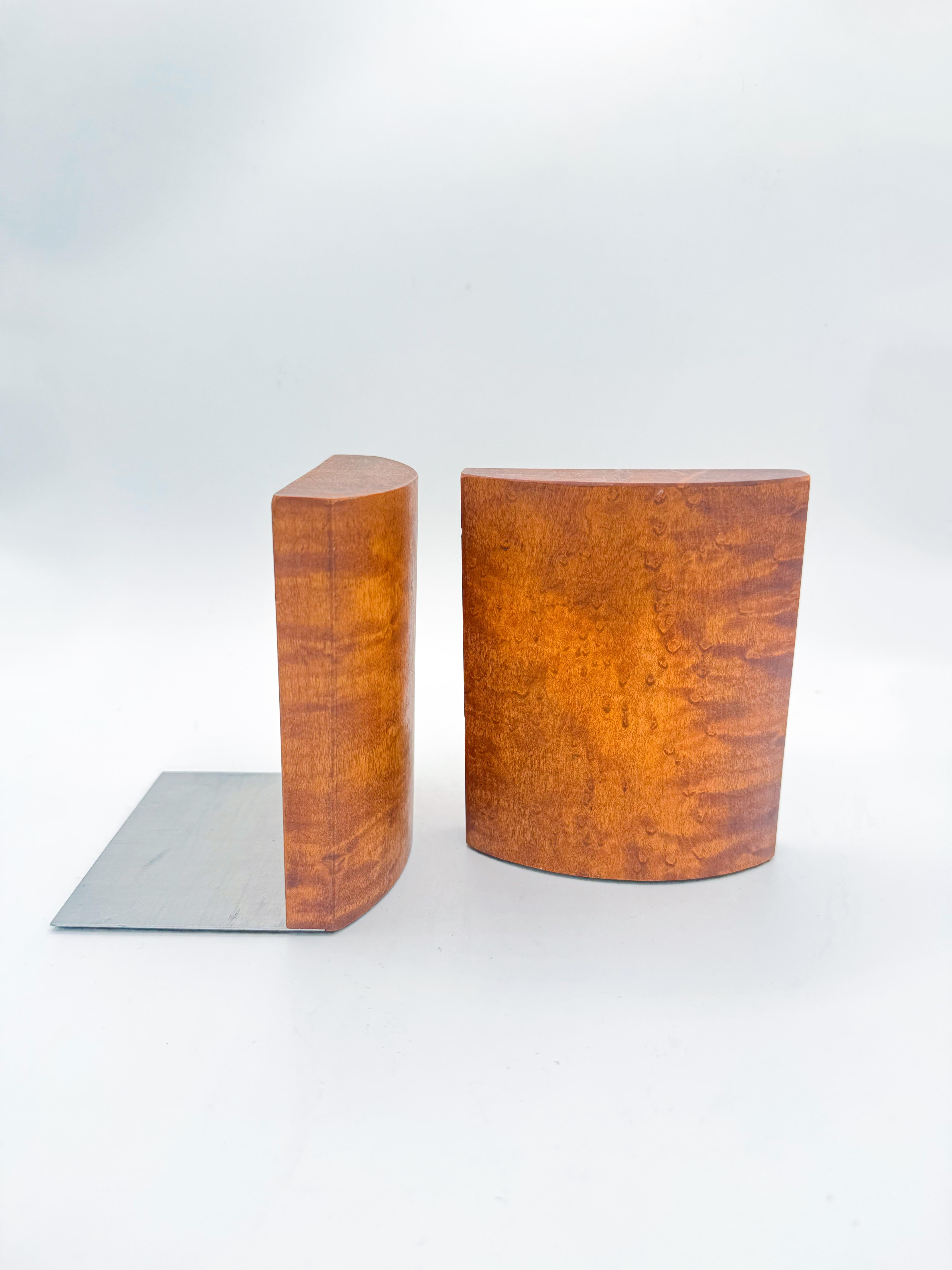 Art Deco Burl Wood Bookends Pair, Mid-Century Modern For Sale 4