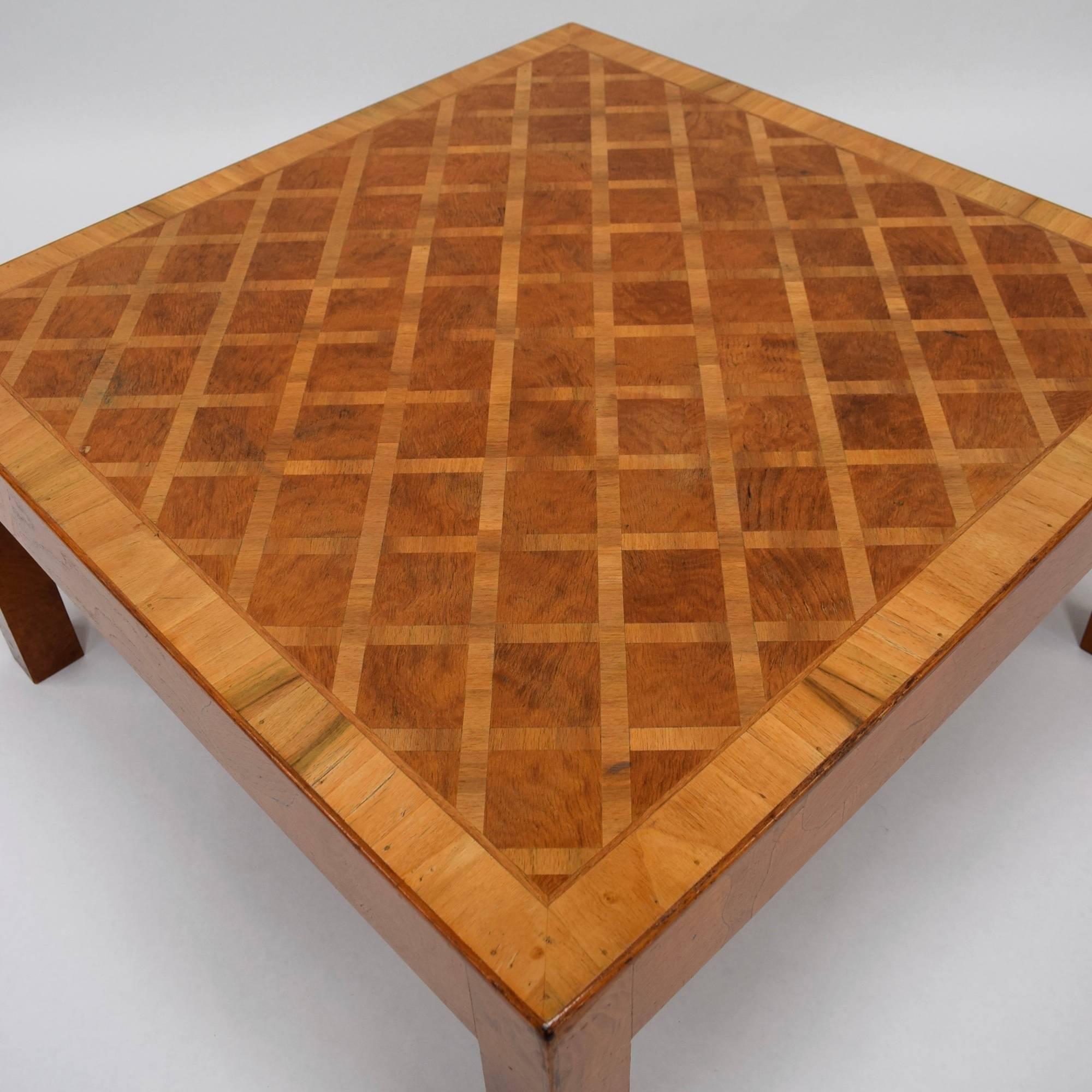 Art Deco Burl Wood Marquetry Coffee Table 1