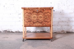 Art Deco Burlwood Rolling Bar Cart