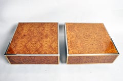 Art Deco Burl Wood Veneer Cubed Coffee Tables
