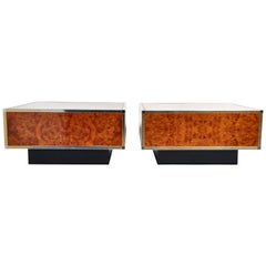 Art Deco Burl Wood Veneer Cubed Coffee Tables