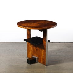 Mesa auxiliar Art Decó de olmo de los Cárpatos, de Donald Deskey para Widdicomb