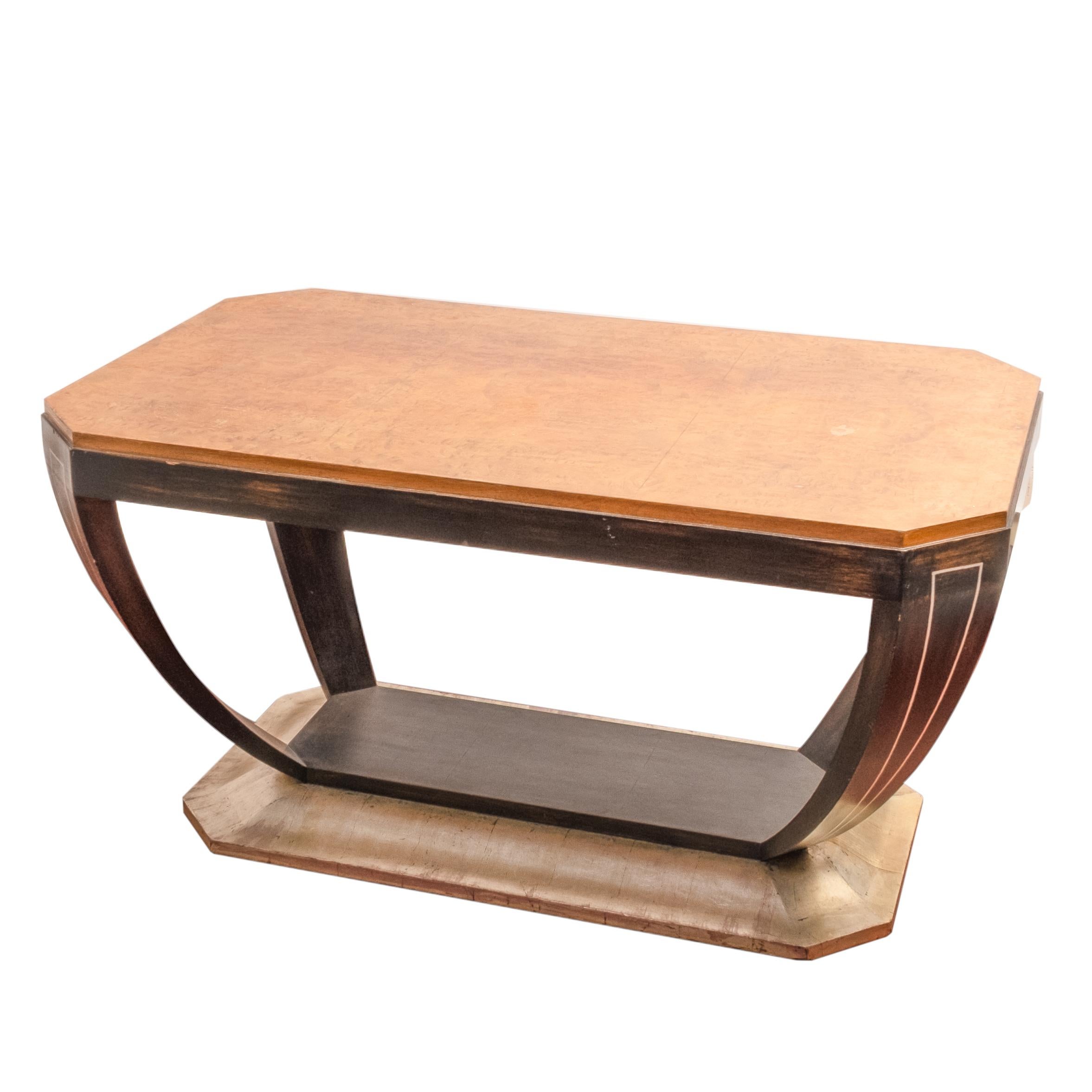 Art Deco Burled Elm Low Table In Good Condition For Sale In Hudson, NY