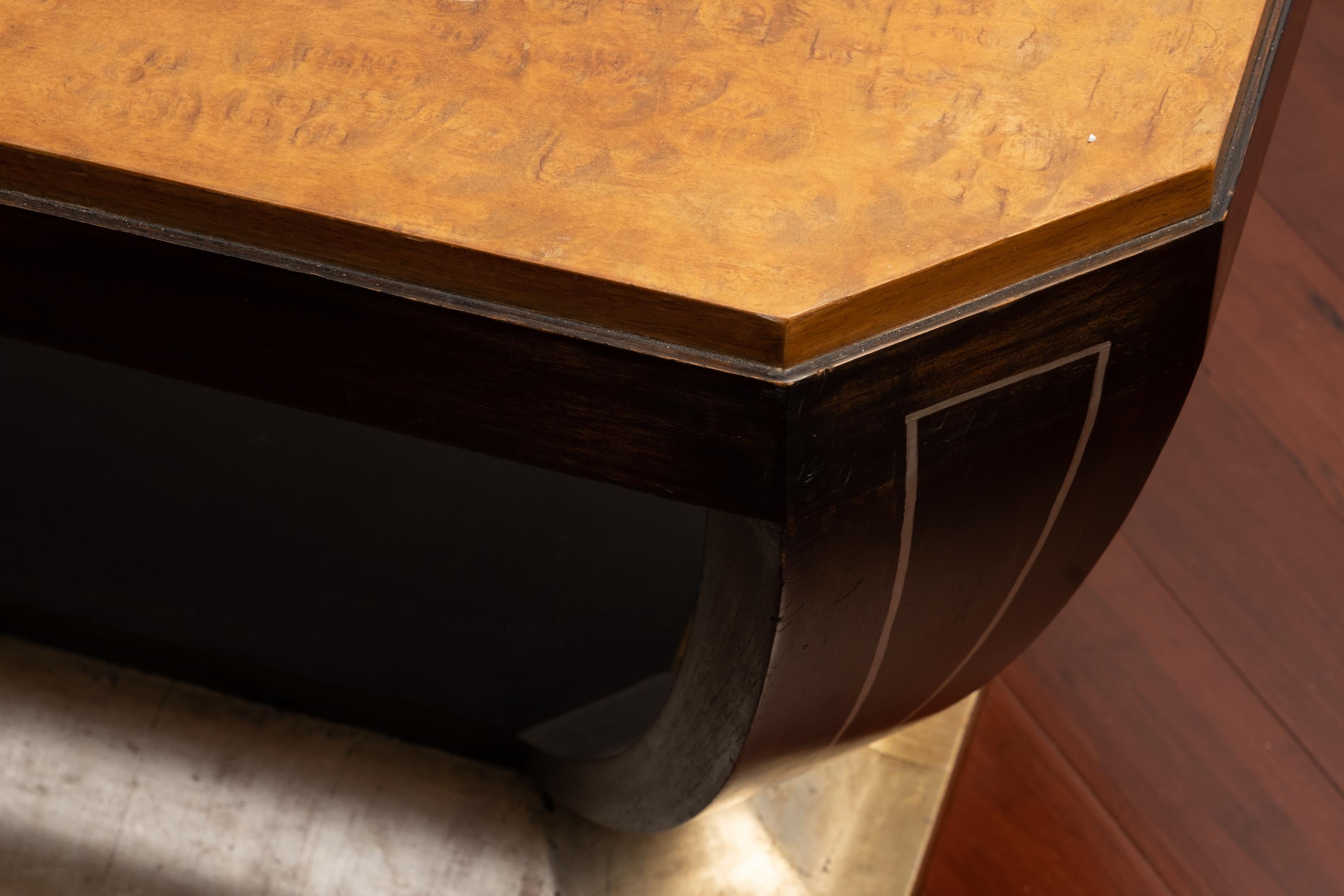 20th Century Art Deco Burled Elm Low Table