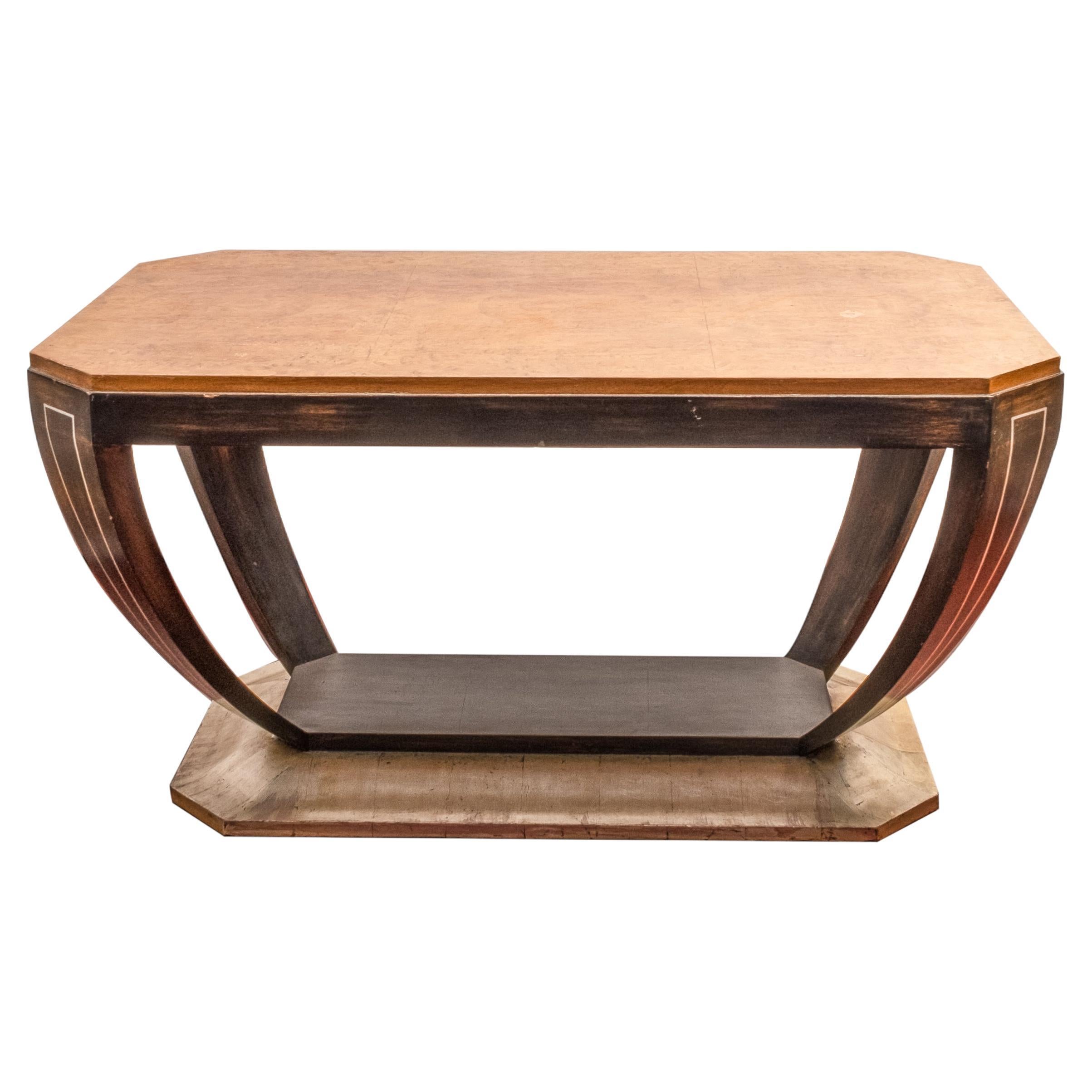 Art Deco Burled Elm Low Table For Sale