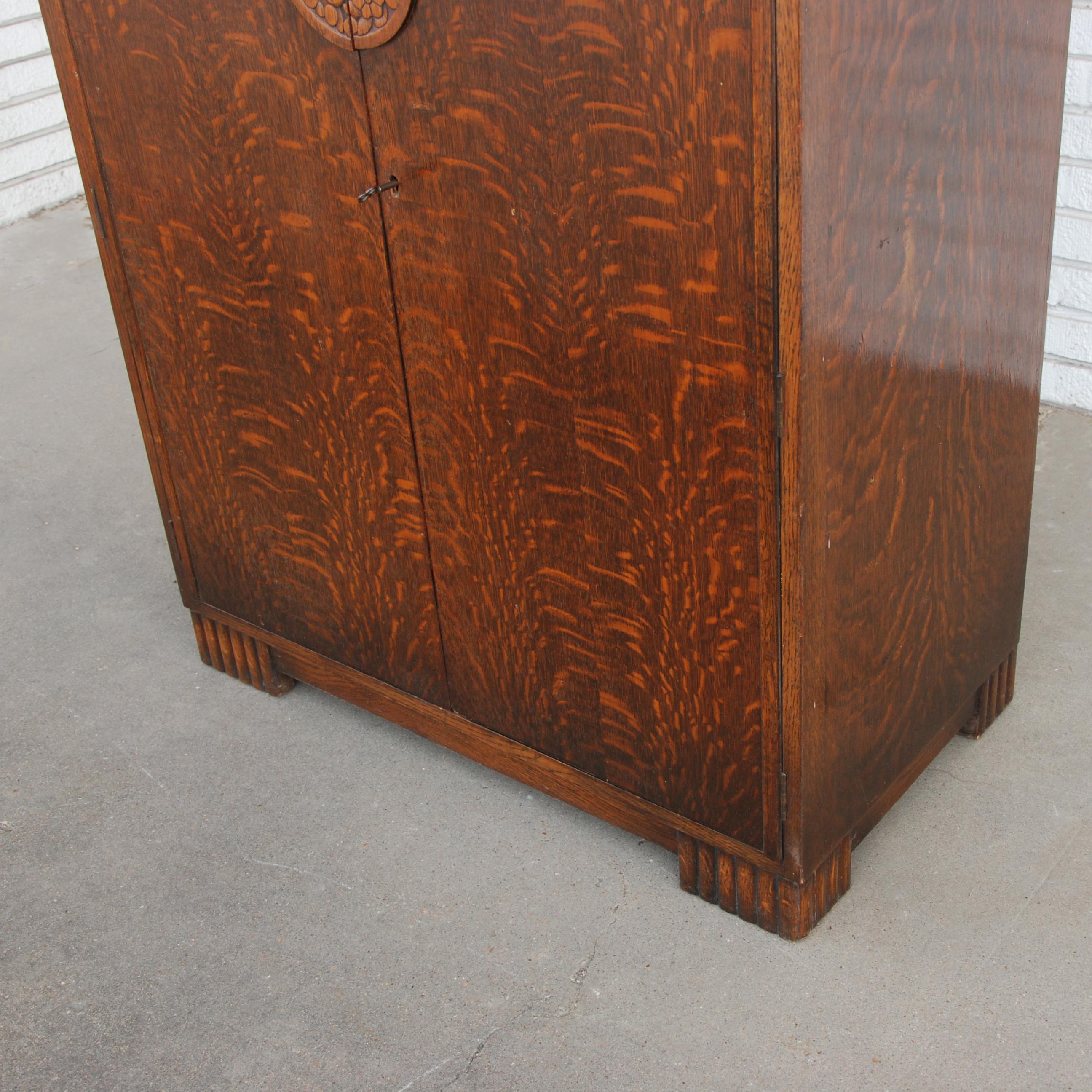 20th Century Art Deco Tiger Oak Cabinet