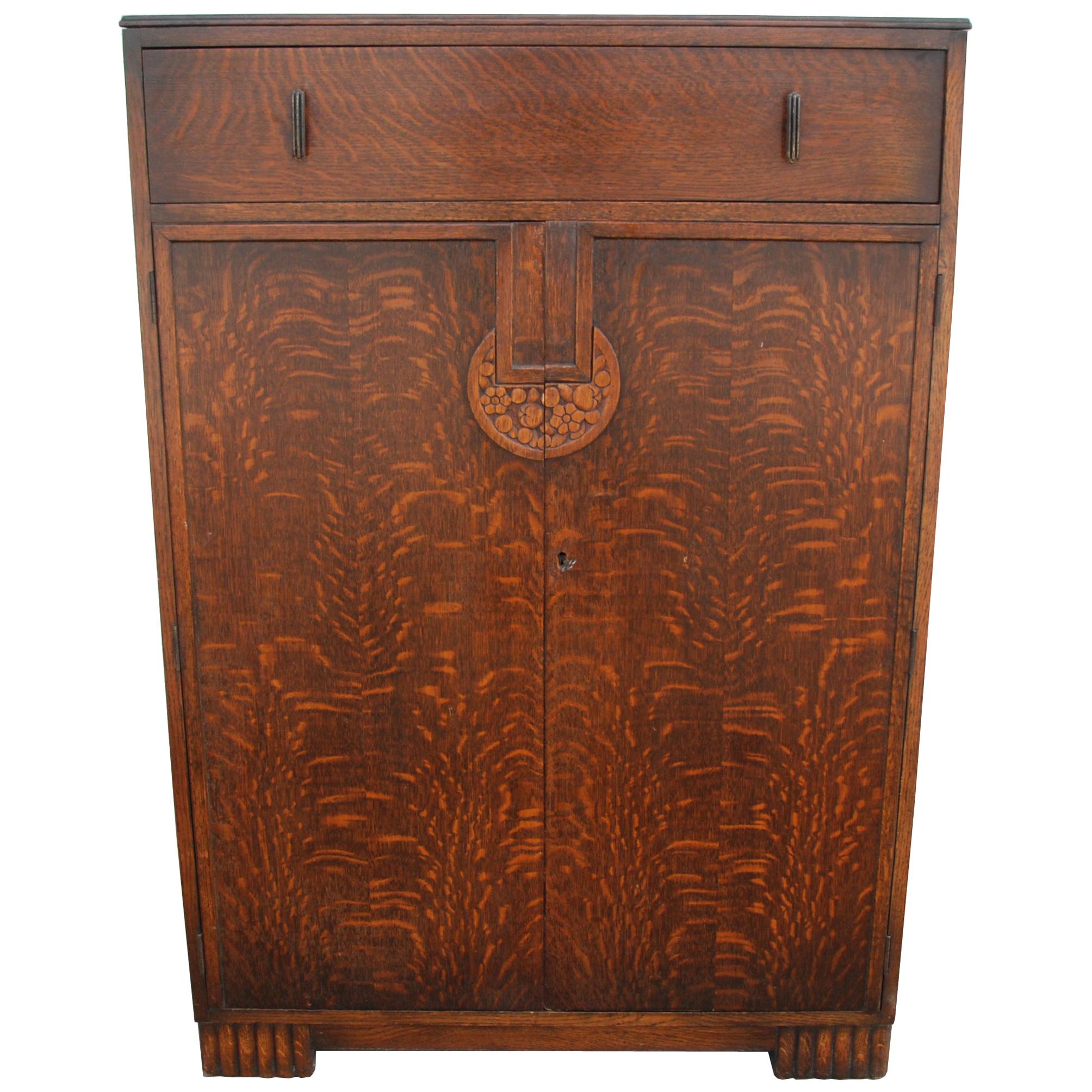 Art Deco Tiger Oak Cabinet