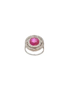Art Deco Burma Ruby and Diamond Ring
