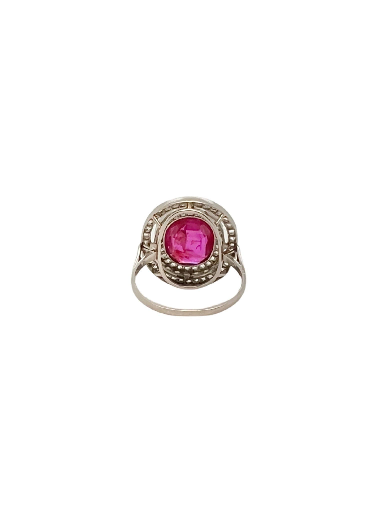 Art déco Bague art déco en rubis et diamants de Birmanie en vente