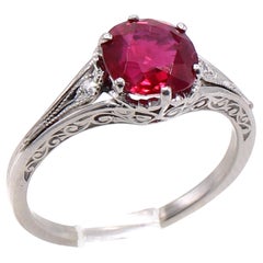 Art Deco Burma Ruby Diamond Platinum Ring