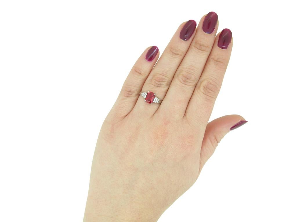 Women's or Men's Art Deco Burmese Red Spinel and Diamond Ring, circa 1925 For Sale
