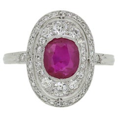 Art Deco burmesischer Rubin- und Diamant-Cluster-Ring
